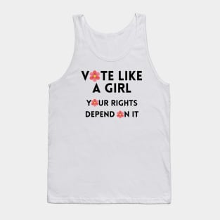 Vote Like a Girl – Your Rights Depend On It – Flower - Black Tank Top